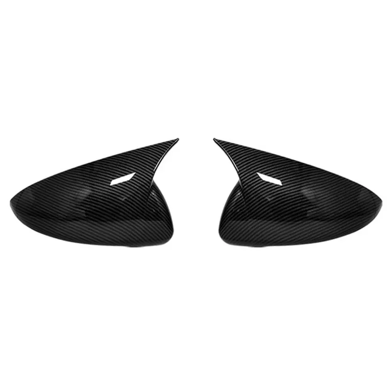 Carbon Fiber Pattern Reversing Mirror Cover for 2019-2023 Kia K3 Horn Rearview Mirror Shell Bright Black Decoration