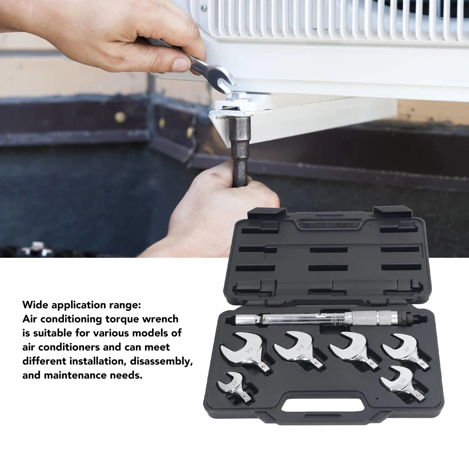 1 Set Air Conditioner Torsion Wrench Set High Carbon Steel Good Accuracy Torsion Wrench for Disassembly Maintenance Repair Tools