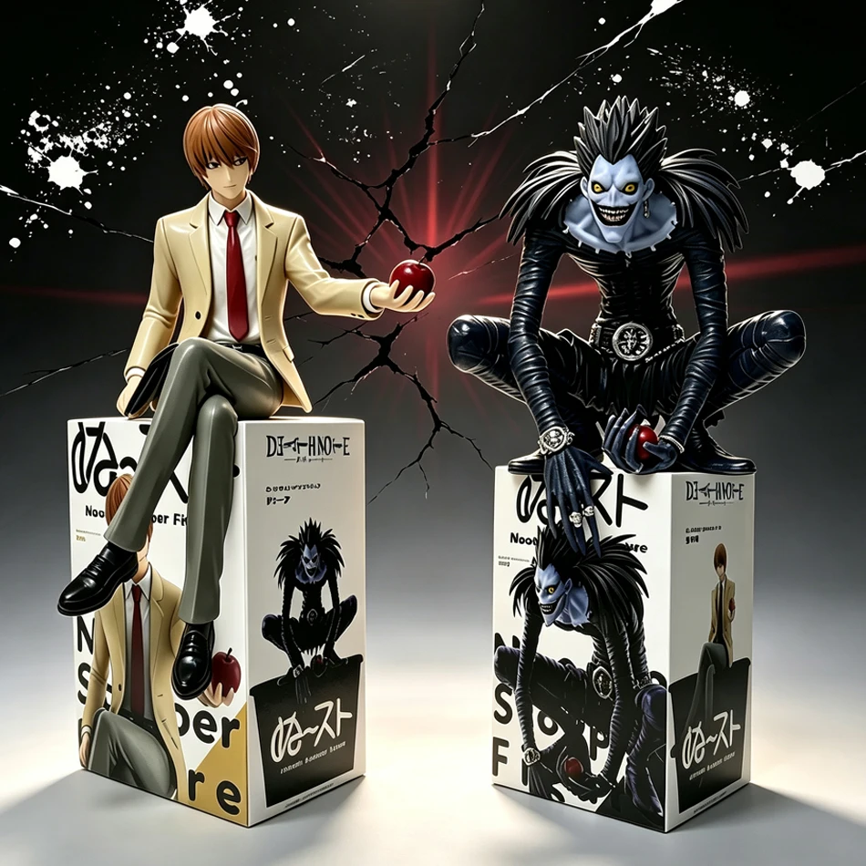 12/16cm Anime Death Note Light Yagami Ryuk Sitting Posture Pressure Instant Noodles Holding Apple PVC Action Toys Gifts In Stock