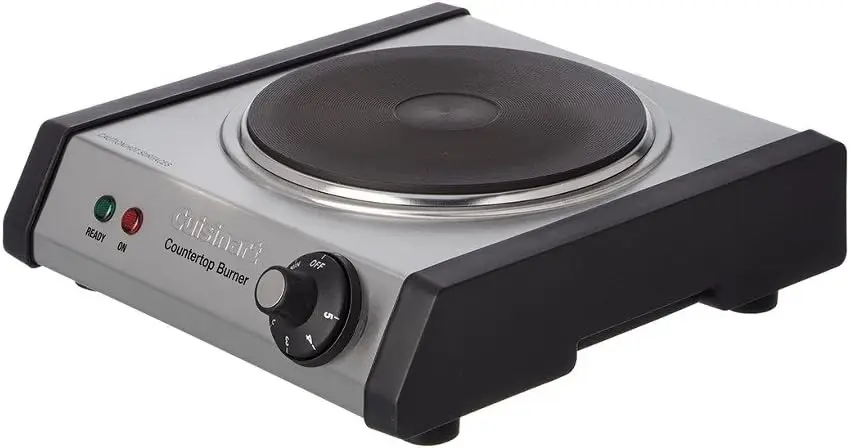 Cast Iron Single Burner Hot Plate, Stainless Steel, 1300W Adjustable Temperature
