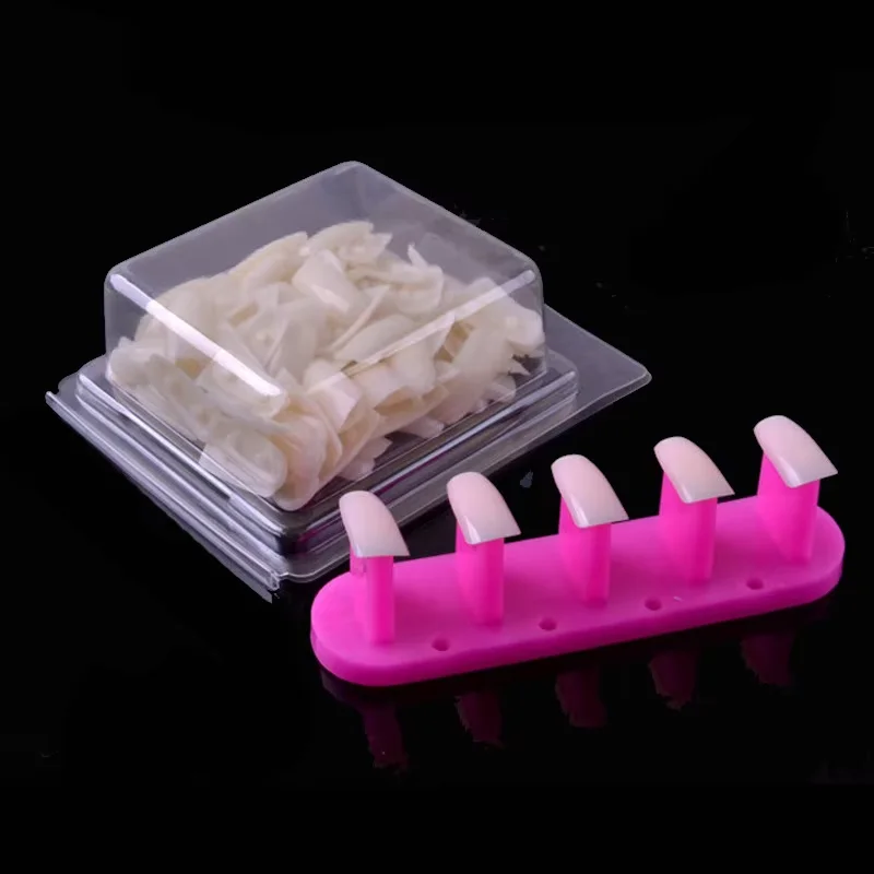 100pcs Oval/Square Plastic Nail Tips Adjustable Nail Art Model Hand Practice Training Display DIY Nail Training Manicure Tools