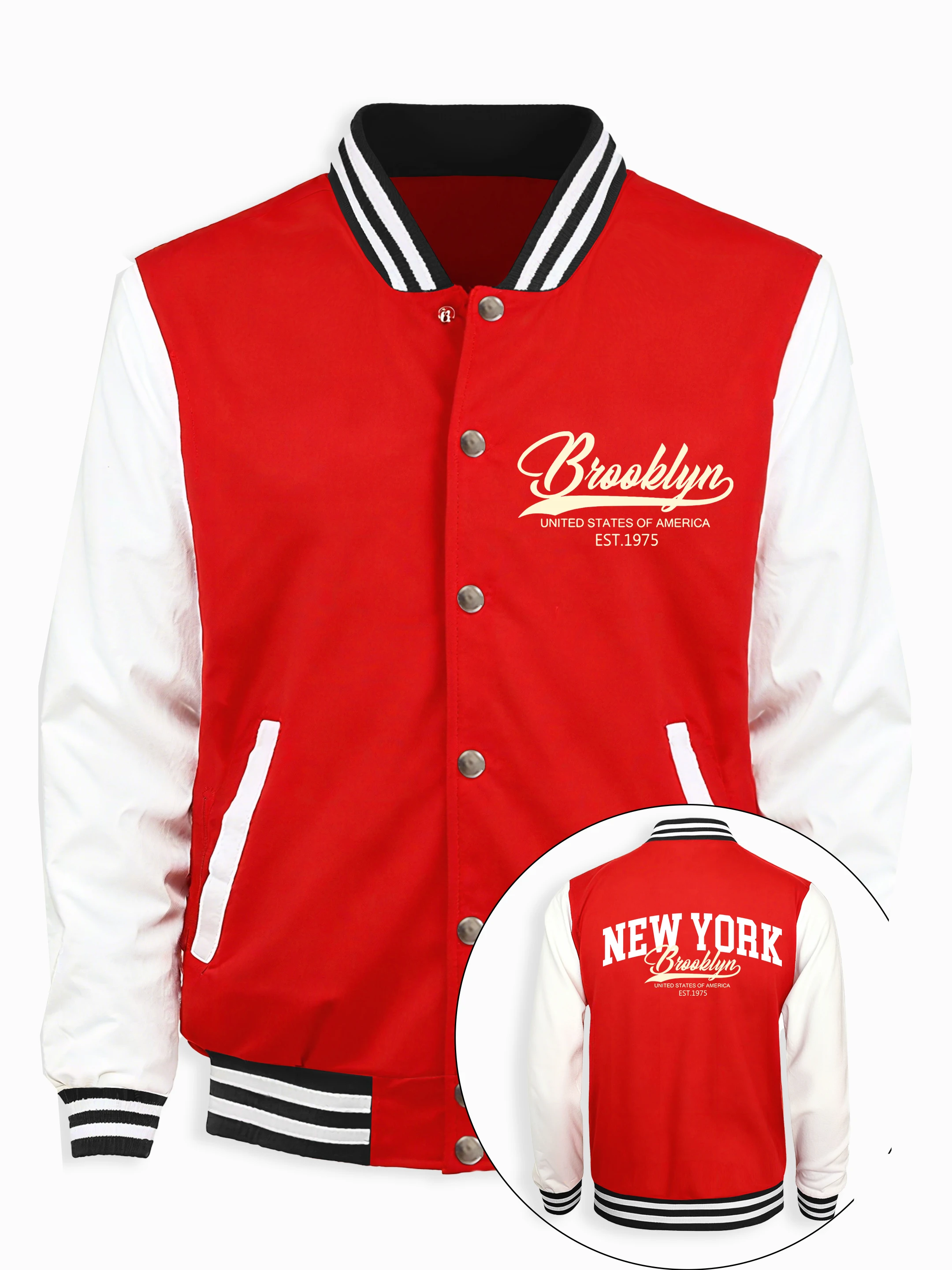 

Brooklyn New York United States Print Male Baseball Jersey Loose Casual Jackets Street Fleece Tops Button Clothing For Men