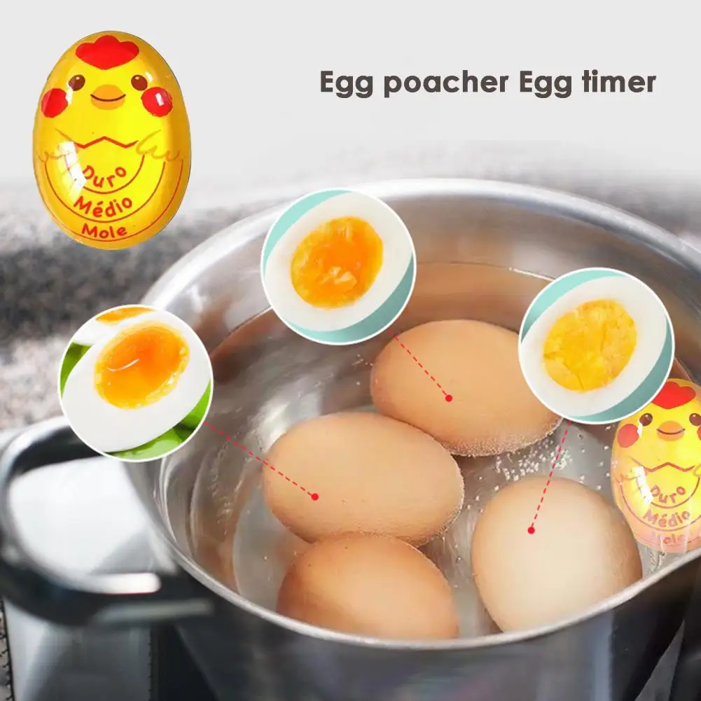 Egg Thermometer Kitchen Tool Egg Kitchen Timer Silicone Boiled-egg Reminder  Portable Boiled Egg Color Changing Indicator