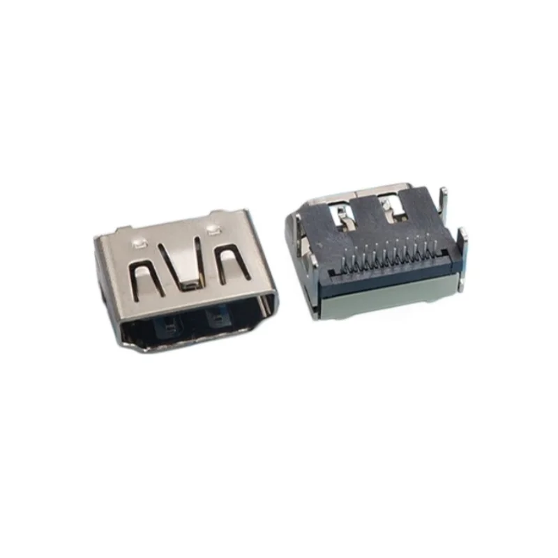 5-10pcs HDMI 19Pin HD Interface Surface Mount PCB Receptacle Connector SMT SMD DIP4 Second row 90 Degree Bend Socket HDMI 19 Pin