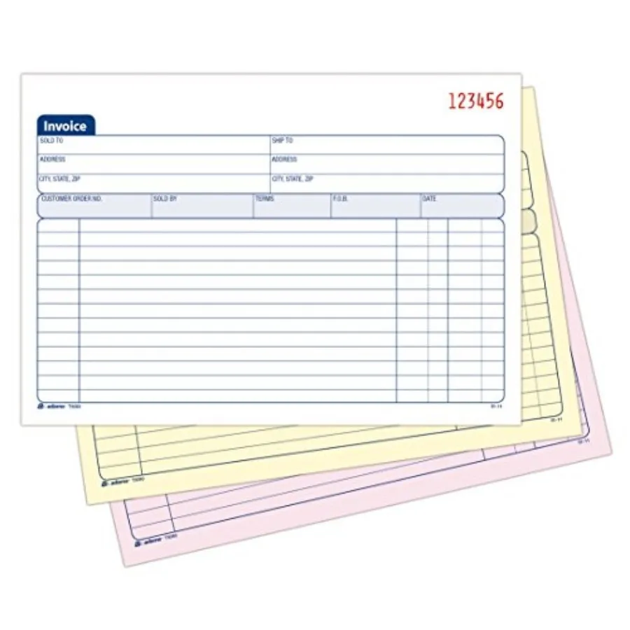 Invoice Book, 3-Part, Carbonless, 5-9/16 x 8-7/16 Inches, 50 Sets per Book T5080,White/Canary/Pink