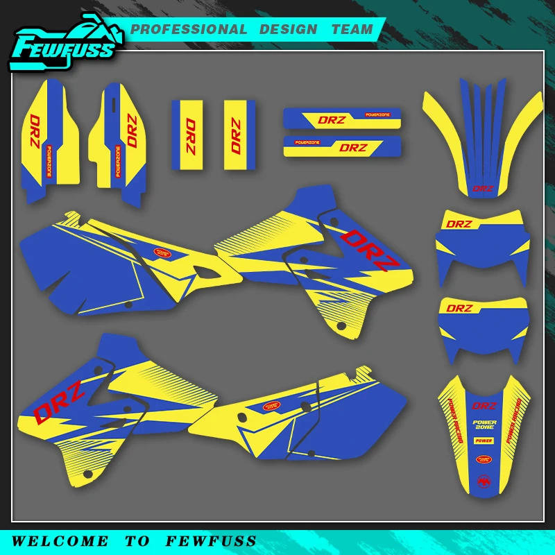 

Fewfuss Motorcycle Graphics Decals Stickers Kit For SUZUKI DRZ400 SM S E DRZ 400 SM S E 2000-2020 Custom Number Name