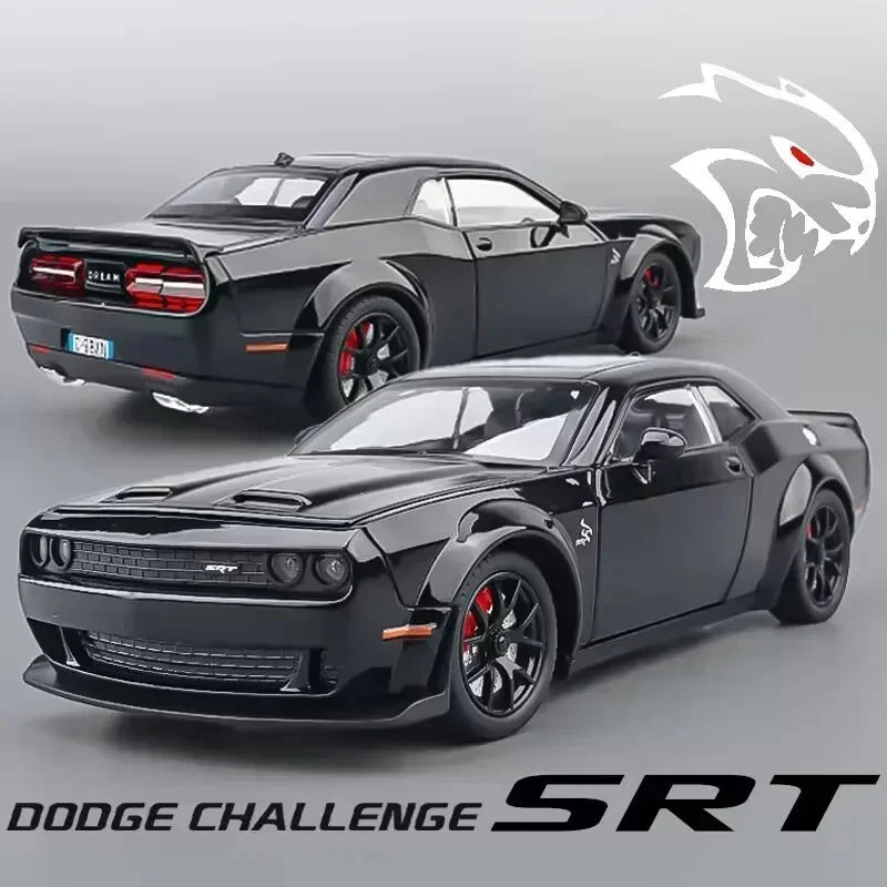 Simualtion-Dodge Challenger Alloy Car Model, Hellcat Redye, Som e Luz, Crianças Brinquedo, Presente de Aniversário, Voiture Miniatura, 1:24