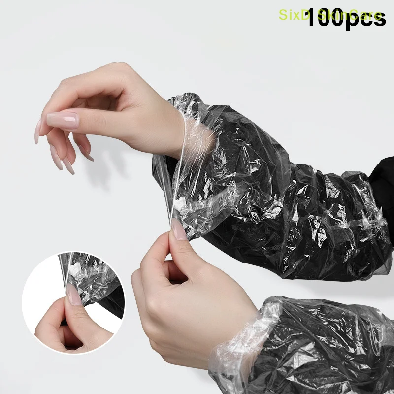 

100pcs Nail Care Disposable Transparent Sleeve Cover Waterproof Stain Resistant High Elasticity Nail Salon Specific Cuff Sleeve