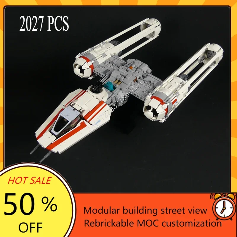 

MOC Space Battle Resistance Y-Wing Starfighter - Minifig Scale Model Building Blocks Bricks DIY Creative Assembly Toys Kid Gift