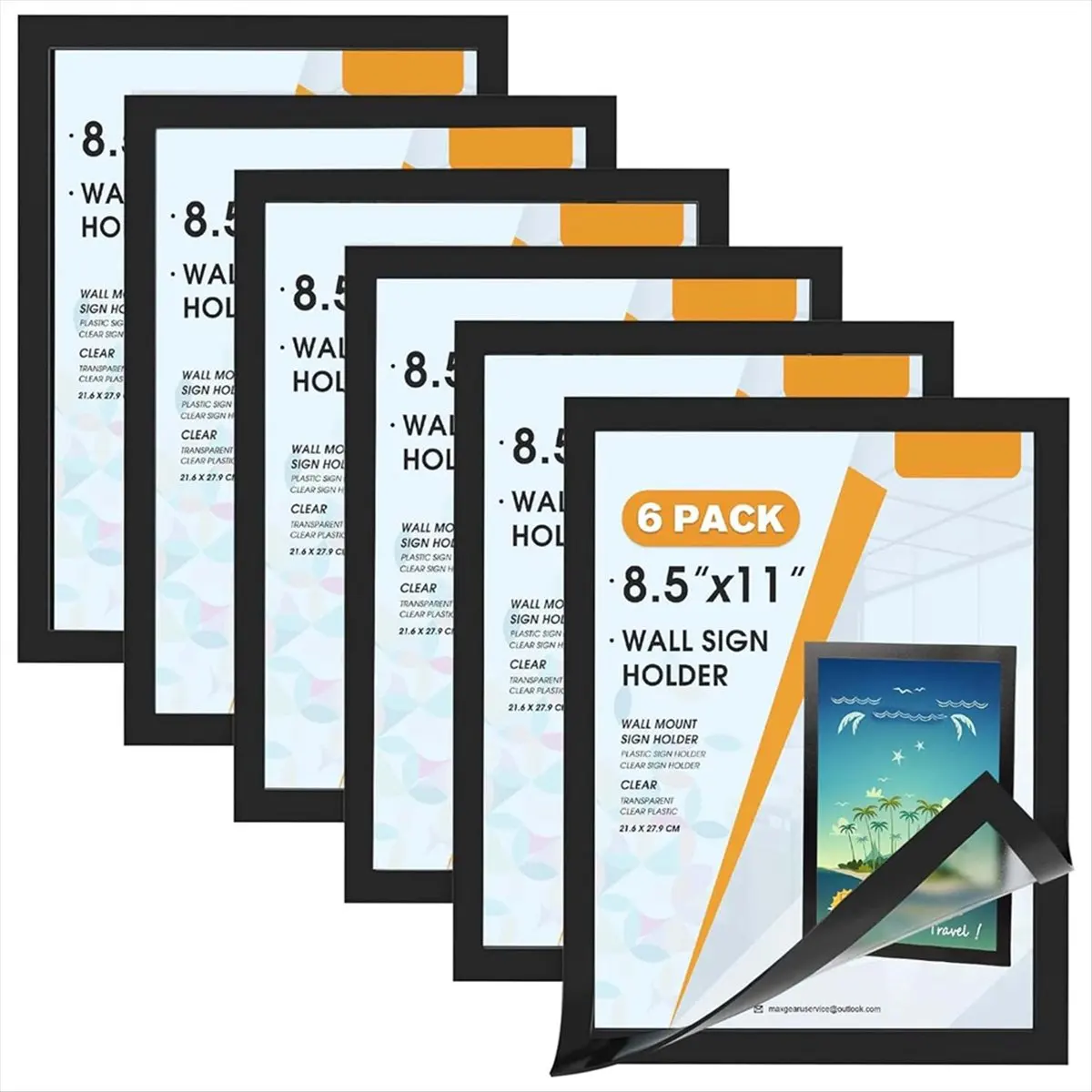 【Best Seller】Sign Holder 8.5 x 11 Wall Mount, Magnetic Clear Plastic Sign Holders, Display in Portrait or Landscape Format