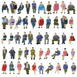 Evemodel P4302 50pcs O Scale all Seated 1:43 Painted Figures Passengers Model Railway Layout