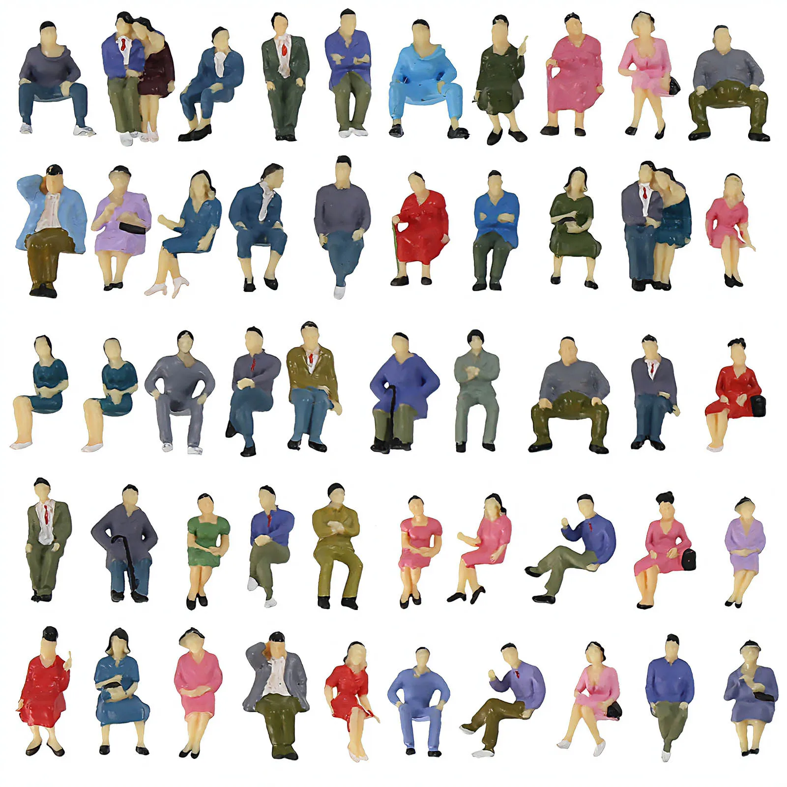 Evemodel P4302 50pcs O Scale All Seated 1:43 Painted Figures Passengers Model Railway Layout