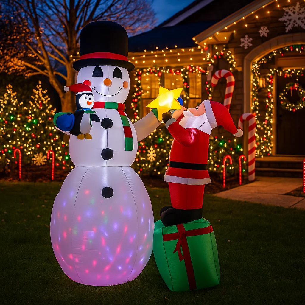 2.4 متر/7.8FT نفخ سانتا كلوز ثلج مع البطريق LED أضواء ديكورات المنزل اللعب ساحة عيد الميلاد الحلي لوازم الديكور