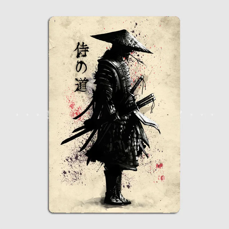 

Samurai Warrior Metal Plaque Metal Plaque Poster Mural Painting Retro Pub Garage Tin Sign Posters