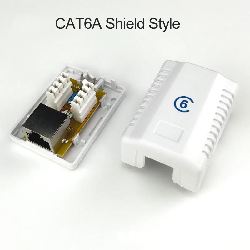 Desktop Junction Box Único adaptador de cabo de rede Extensão Ethernet PCB Crimpagem Conector RJ45 UTP CAT6 STP CAT6A 1 porta