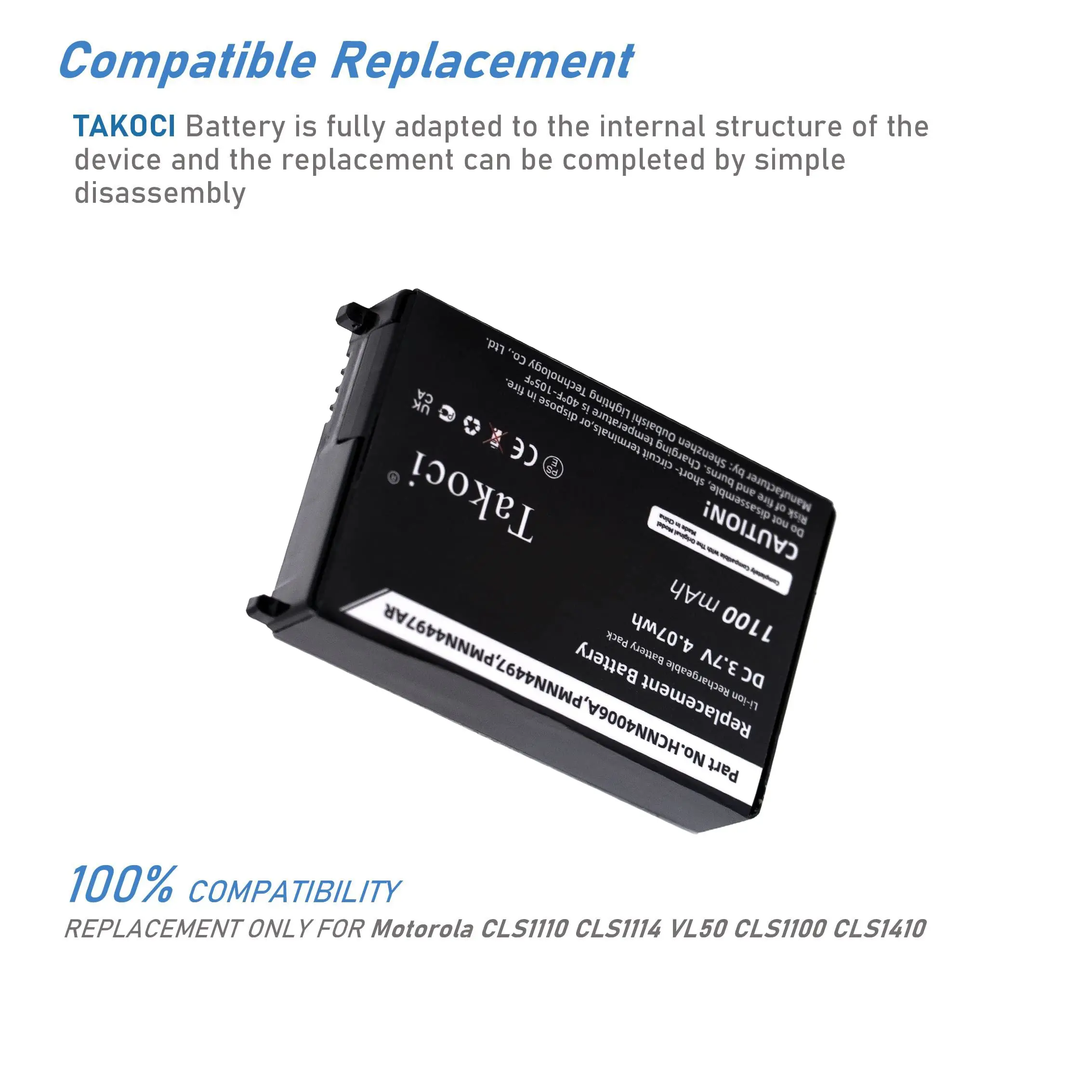 Replacement Battery for Motorola  CLS1000, CLS1100, CLS1110, CLS1114, CLS1410, CLS1415, CLS1450, CLS1450CB, CLS1450CH, VL120