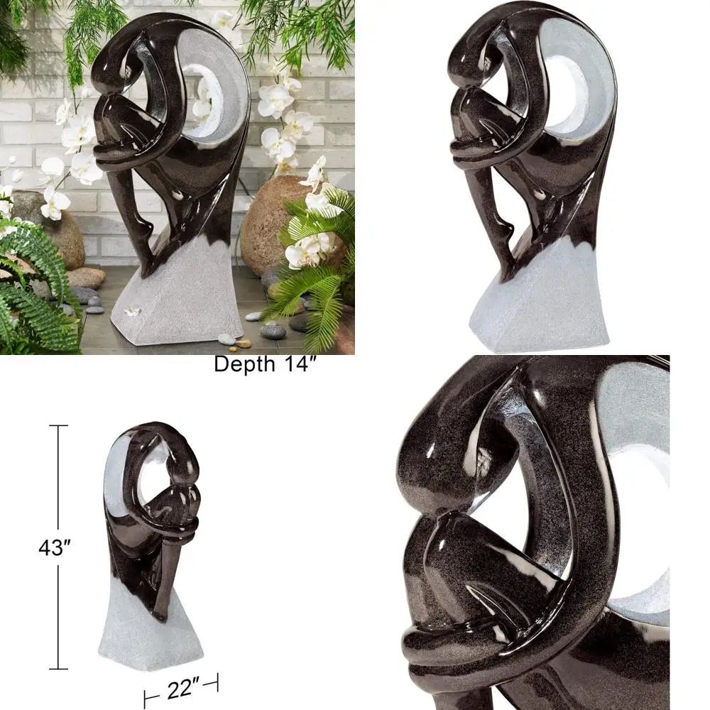 

«Элегантный 43-дюймовый высокий современный дзен-фонтан из декоративной смолы для улицы и помещения со светодиодной подсветкой»