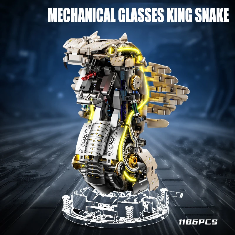 Kit de blocs de construction King Cobra, machines techniques MOC, briques à Reptiles sauvages, modèle d'assemblage, ensembles de bricolage, jouet pour enfants, cadeaux, 1186 pièces