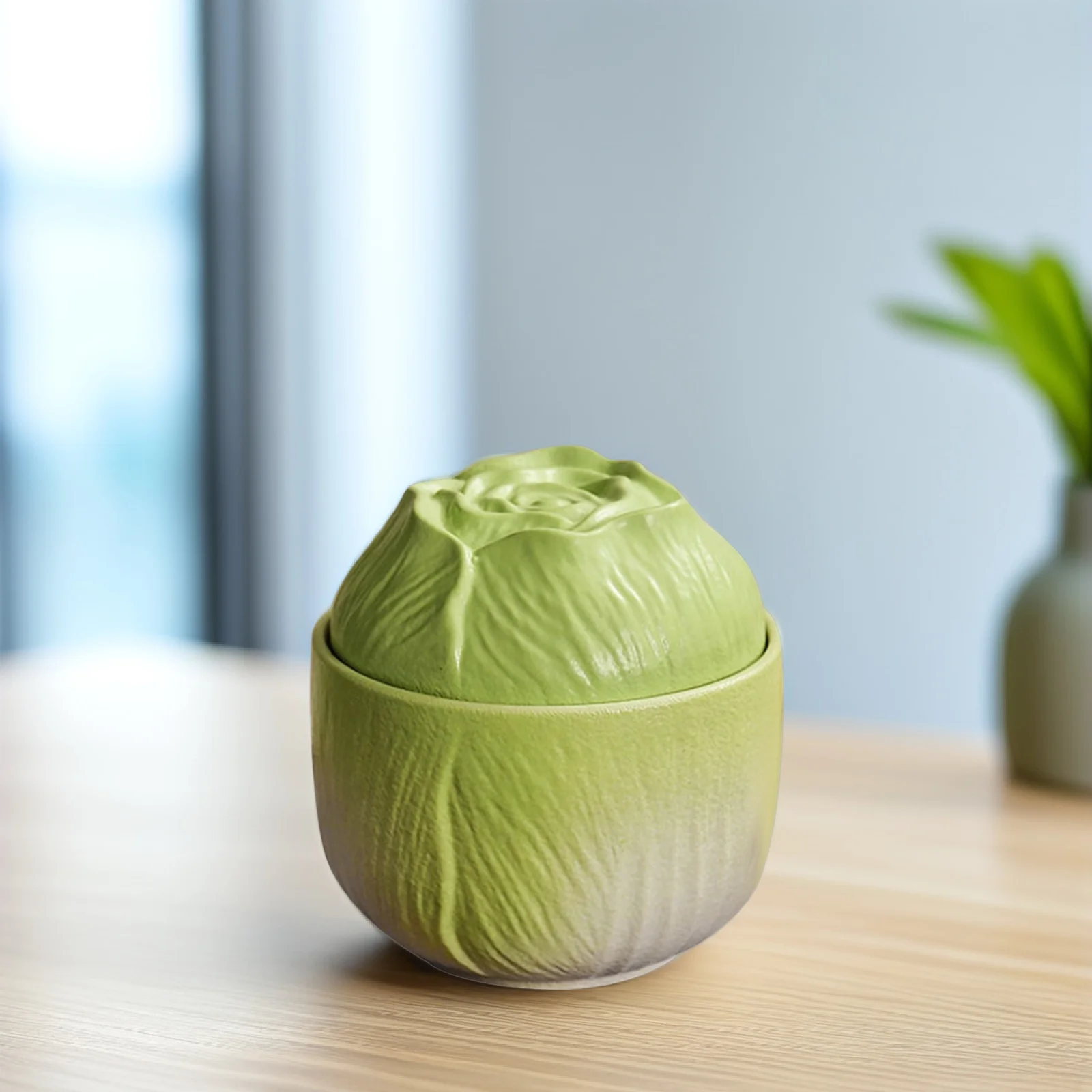 

Ceramic Tea Canister Cabbage Shape Storage Jar with Lid Tea Leaves Coffee Canister Decorative Kitchen Canisters Candy Jar