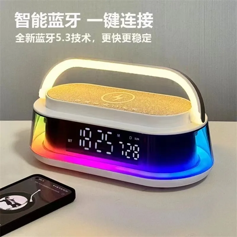 

Лидер продаж, будильник с белым шумом, Bluetooth-динамик, беспроводная зарядка, ручная подставка, радио, ночник