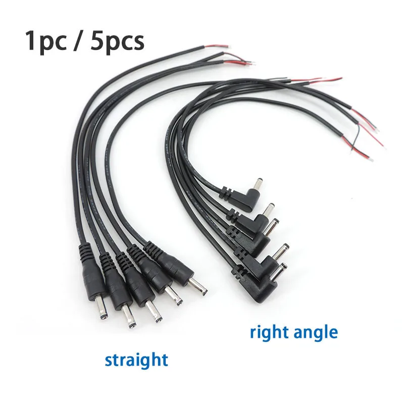 30cm 2 core pin DC MALE 3.5mm x1.35mm STRAIGHT right angle eblow power supply connector cable Plug Cord Tinned Ends DIY REPAIR E