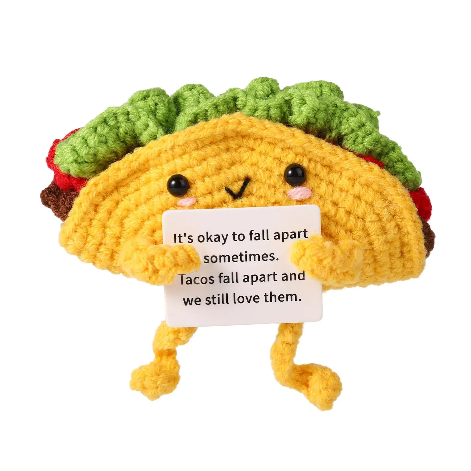 Positive Support Taco, Inspirational Crochet Taco Encouragement Knitted Potato Wool Doll Motivational Handmade Toy for Cheering Up