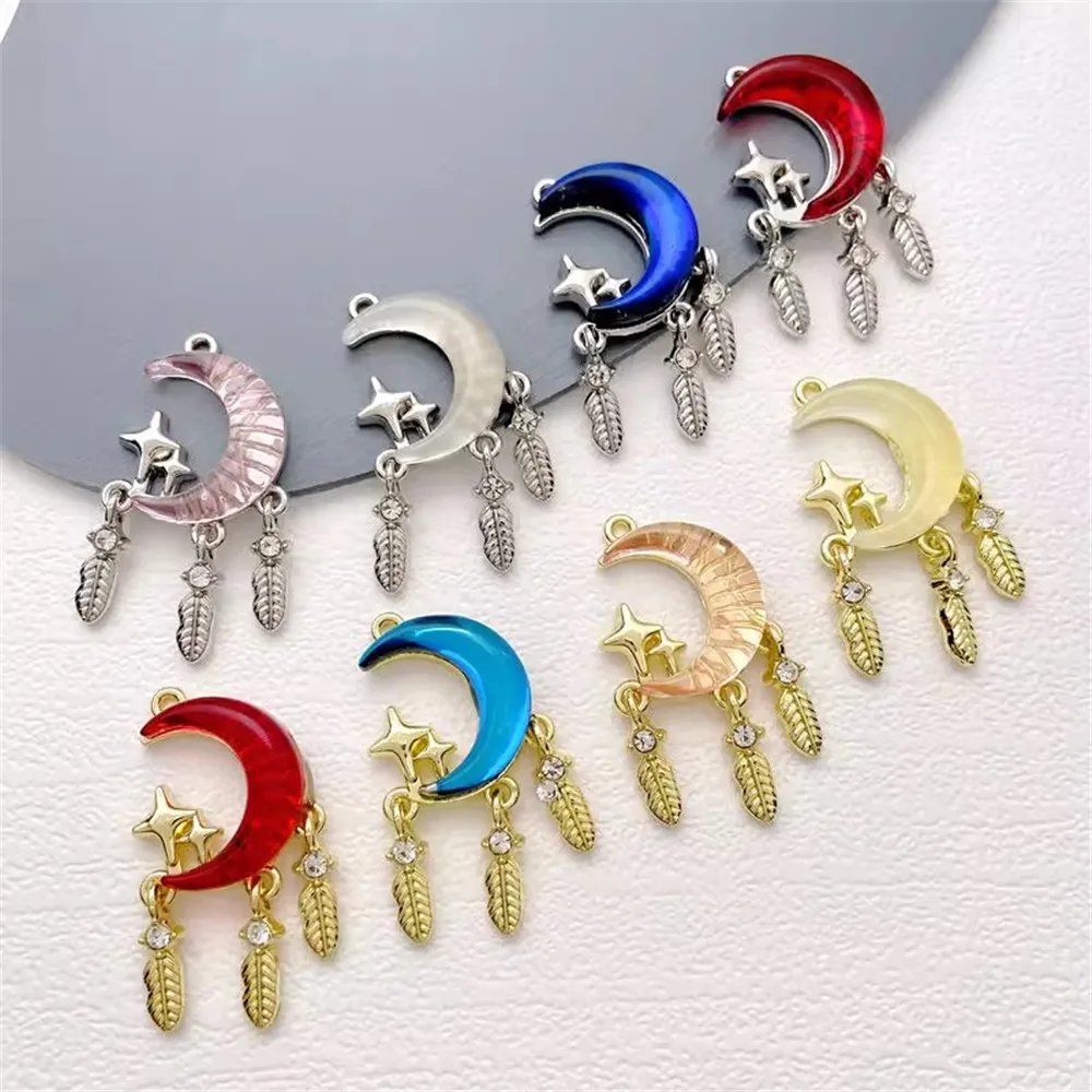 

Super Immortal Alloy Star Moon Tassel Jewelry Pendant Diy Handmade Earrings, Necklace Pendant Material Accessories