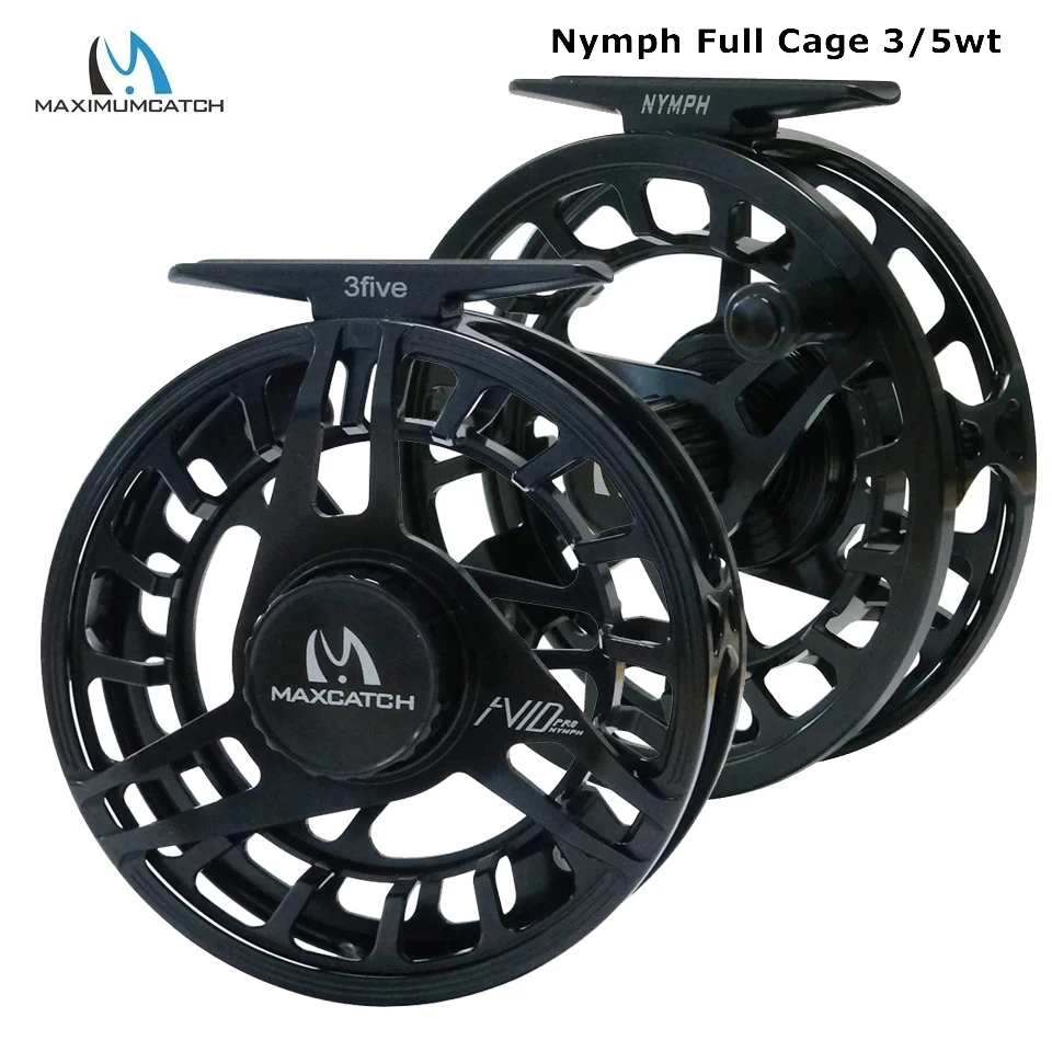 Maximumcatch AVID PRO Nymph 3/5wt Fly Fishing Reel with Full Frame Body Super Large Arbor Light Weight Fly Reel