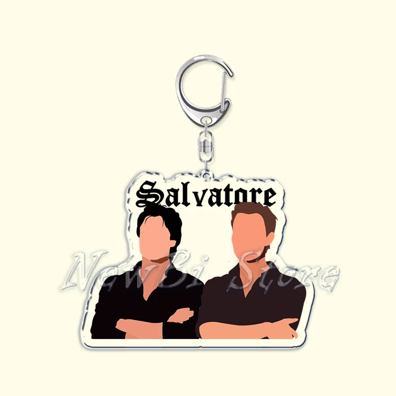 The Vampire Diaries Acrylic Keychain for Accessories Bag Damon Elena Stefan Pendant Key Chain Ring Keychains Jewelry Couple Gift