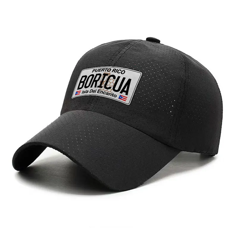 Puerto Rico Boricua Quick Dry Baseball Cap Black Adjustable Breathable Sun Hat for Travel Outdoor Sports