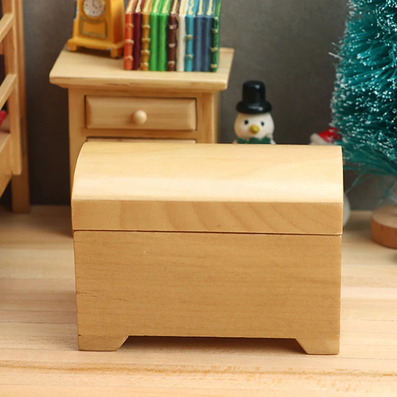 1:12 Miniature Treasure Chest custodia in legno Vintage soggiorno camera da letto mobili casa delle bambole accessori decorazione