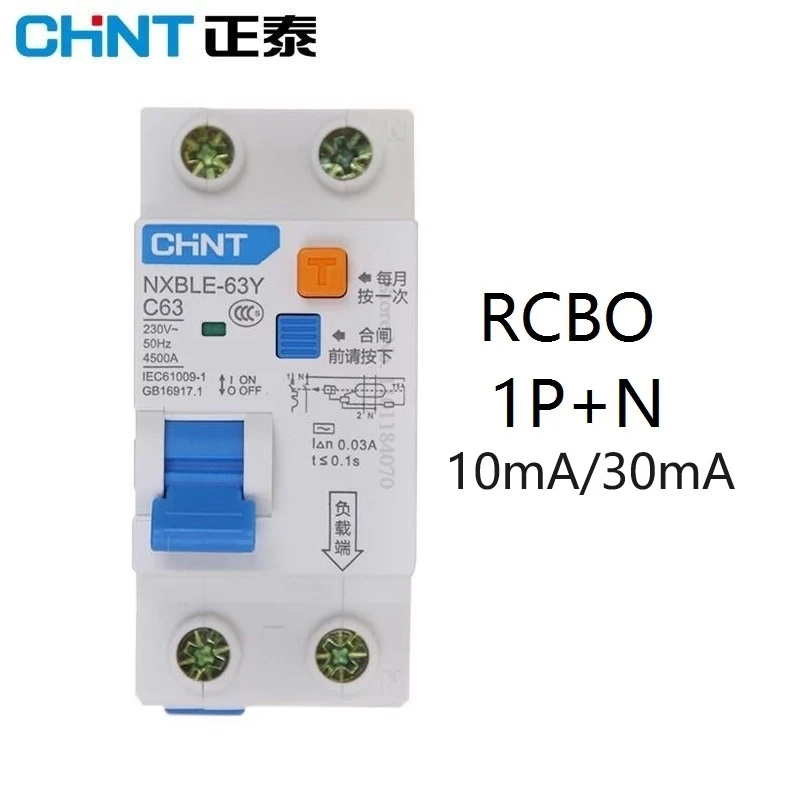 CHINT NXBLE-63Y 6A 16A 32A 40A 63A 10mA 30mA 0.01A 1P+N RCBO Residual Current Circuit Breaker Overcurrent Differential Breaker