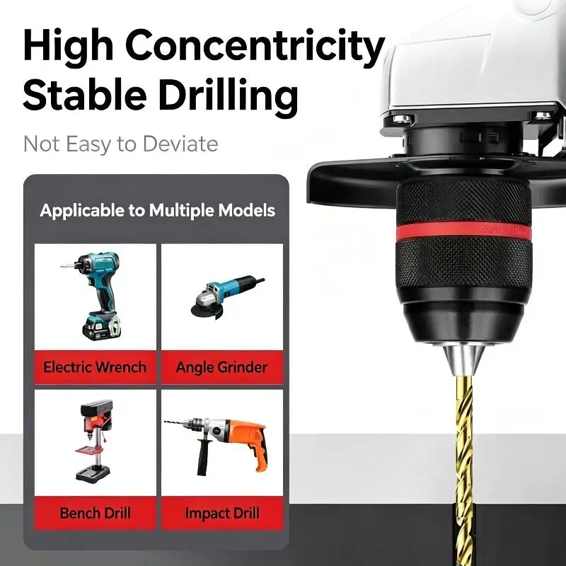 10mm Drill Chuck Hard Metal Keyless Self Locking 38-24UNF Universal Fit For Cordless Electric Drills Quick Release