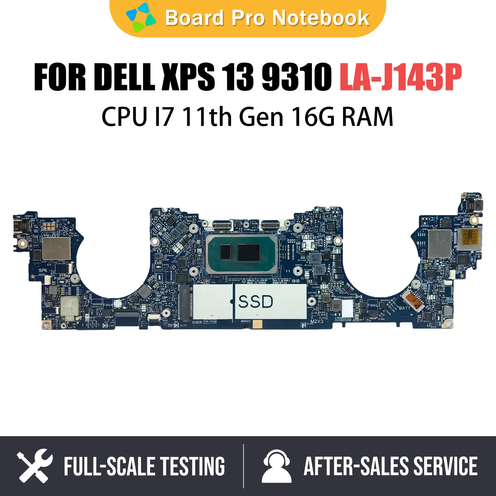 

Laptop Motherboard For Dell XPS 13 9310 LA-J143P XTD5W CN-0XTD5W Notebook Mainboard with CPU I5 I7-11th Gen 8G 16G 32G RAM