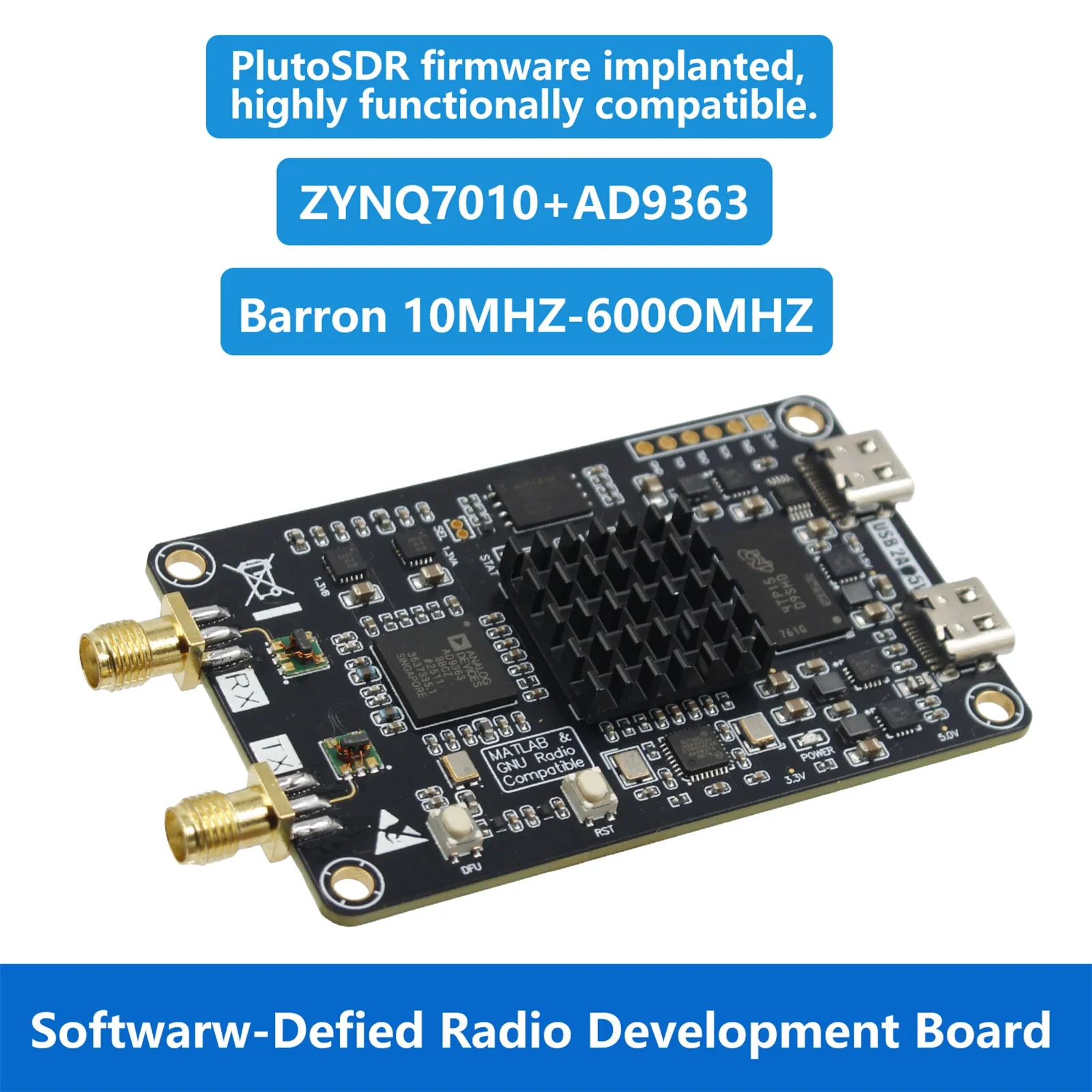 SDR Radio Software-Defined Radio Development Board for PlutoSDR Nano 70MHz-6GHz Software Defined Radio Development Board Module