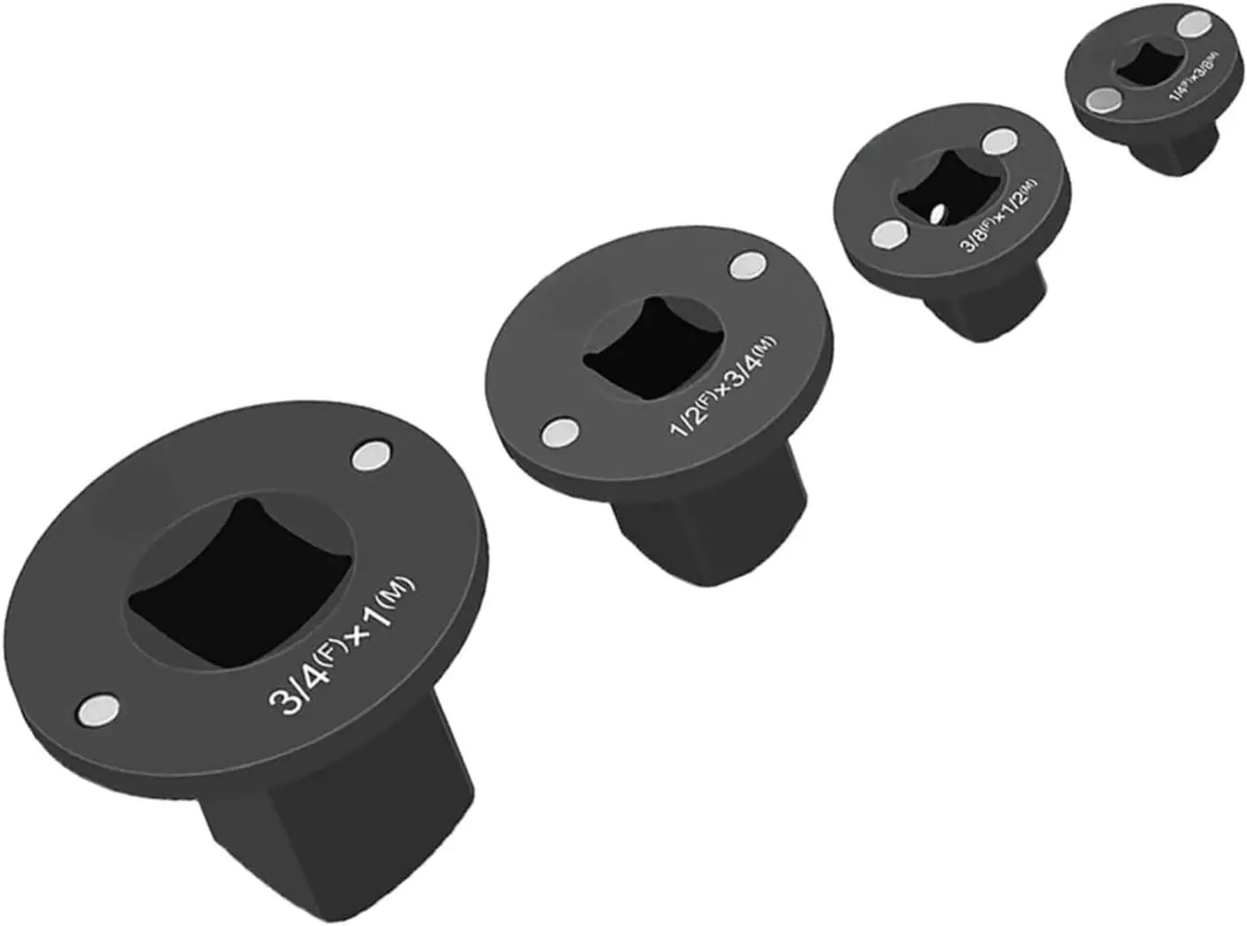 Low Profile Socket Adapter Set With Magnetic Holder Drive Size Change 3/4 To 1 In 1/2 To 3/4 In 3/8 To 1/4 In