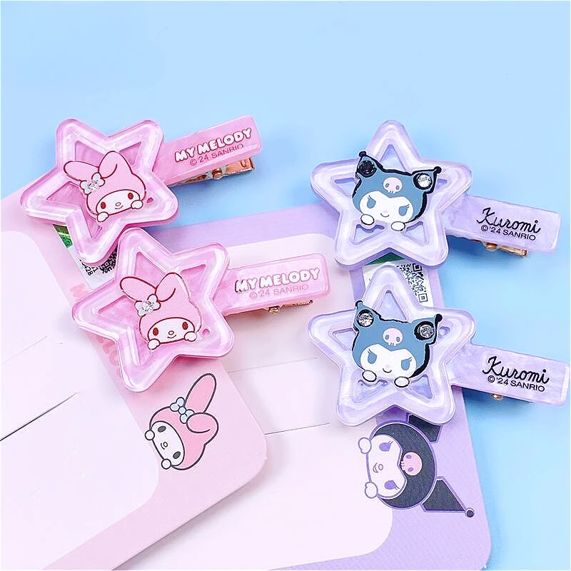 

New Cartoon Mys Melodys Hair Accessories for Kids Cute Star Hairpin Kuromis Baby Bangs One-line Clip for Girls Kawaii Gifts