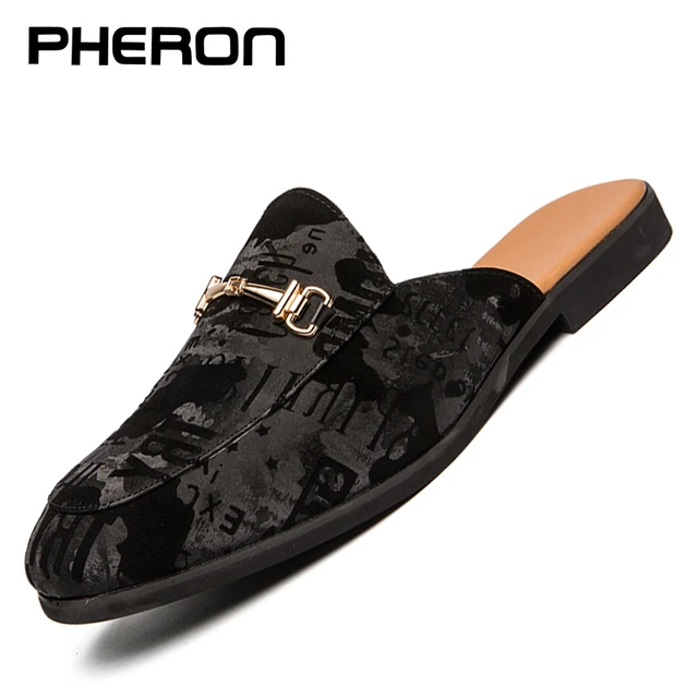 Summer Men Shoes Black Men Half Slippers High Quality Men Leather Casual Shoes Loafers Flip Flops Lightweight Flats Sandals Non leather Casual Shoes AliExpress