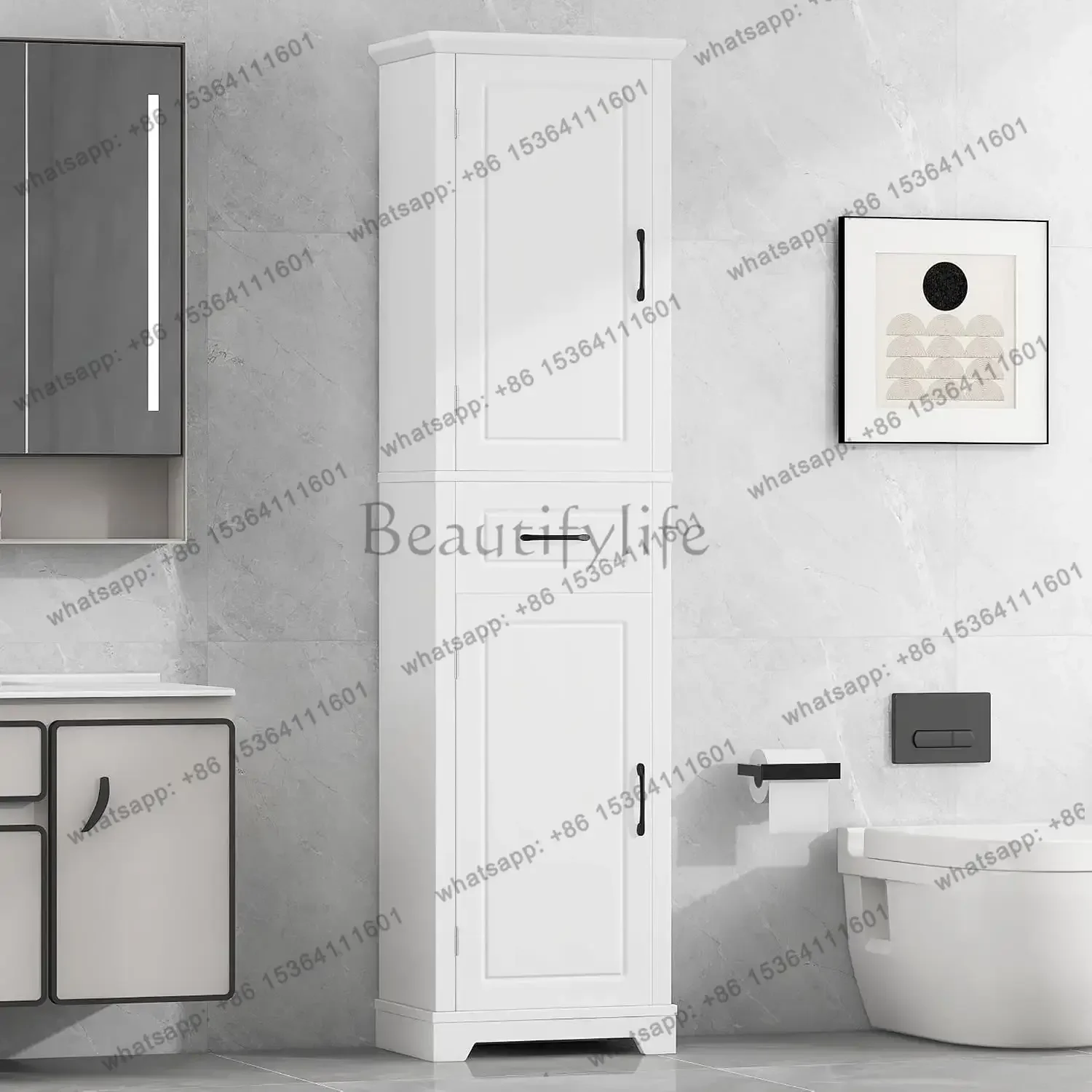 Factory Direct 72.5''Tall Bathroom Floor Cabinet With Storage, Freestanding Narrow Storage Organizer Unit With 2 Doors , Customi