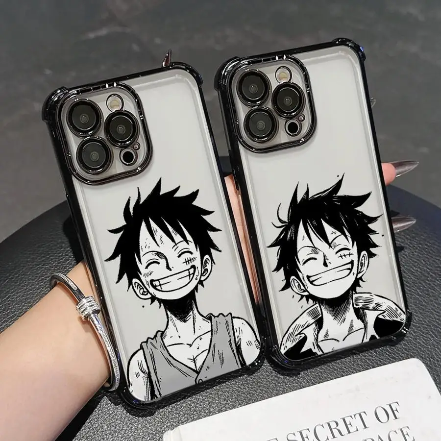 

Anime One Piece Luffy Case for iPhone 16e 13 12 11 Pro Max 16 15 14 Plus 17 Air Clear Cover