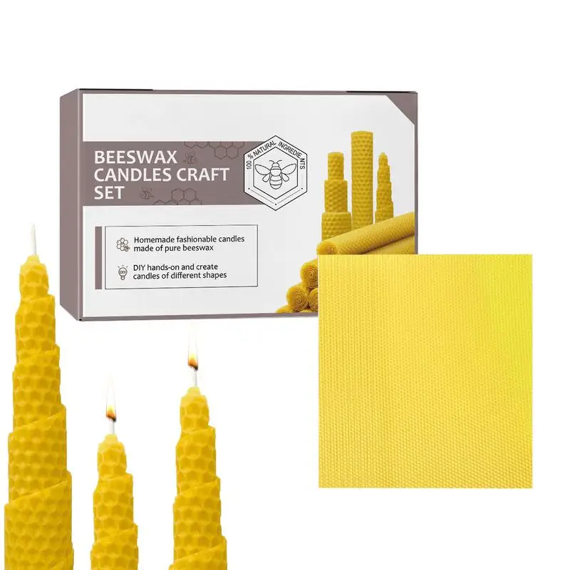 10pcs Beeswax Candles Craft Honeycomb Beekeeping Foundation Sheets Candle Wax Candle Making DIY Craft Kit For Drawers Gift