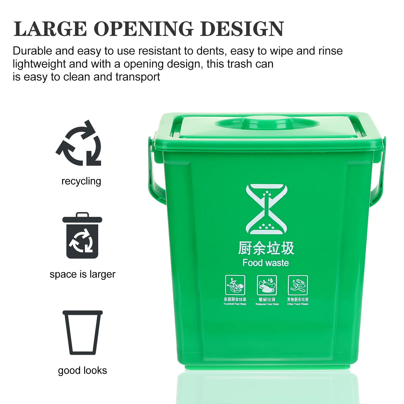 10L Small Compost Bin With Lid And Handle For Kitchen Garbage Sorting Outdoor Trash Can Food Waste Household Office