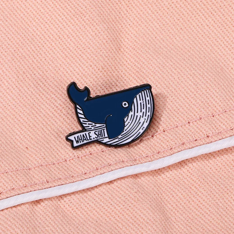 Cartoon Blue Whale Enamel Pins Brooches Sea Animal Backpack Lapel Badge Jewelry Gift for Friend Kids Wholesale