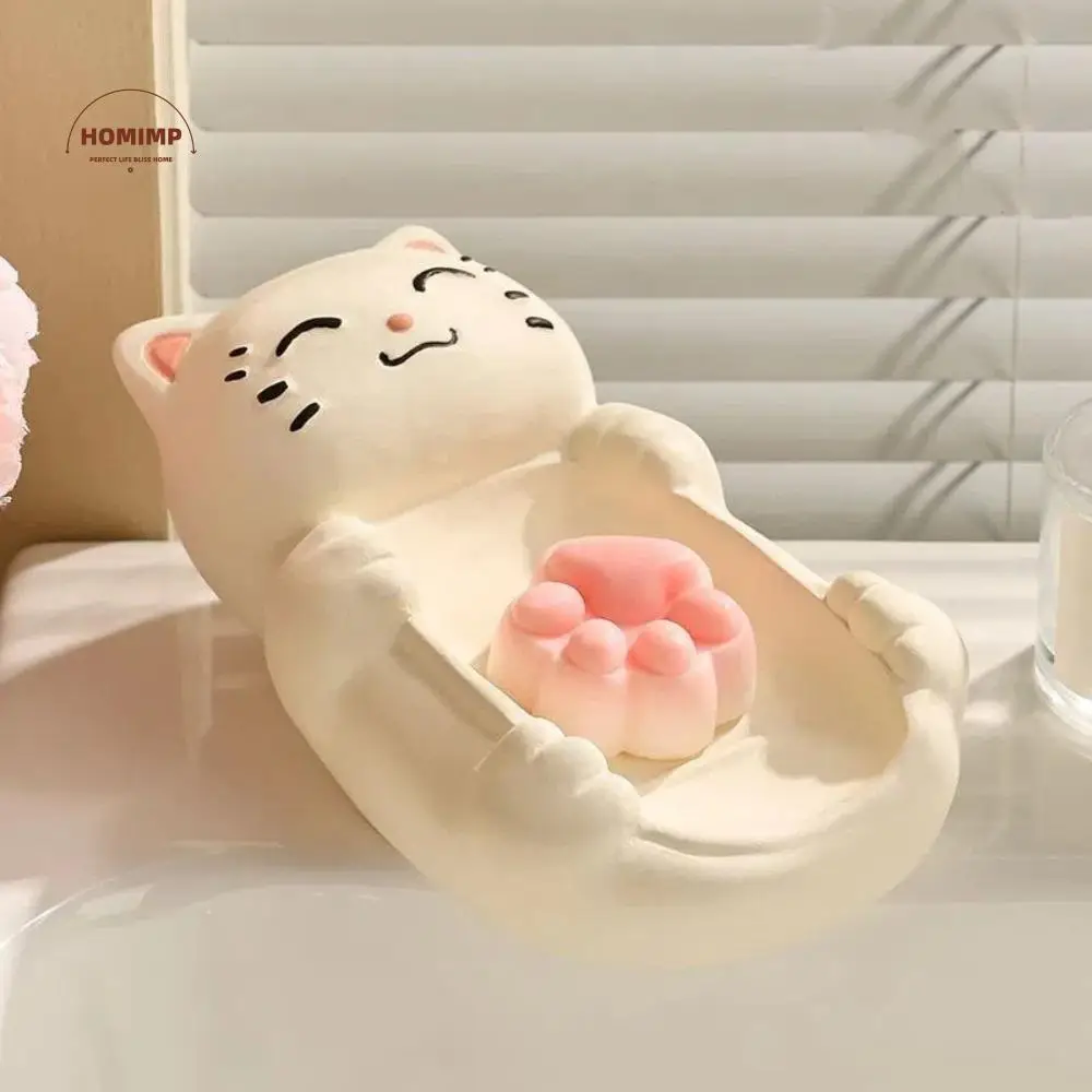 

Durable Cartoon Ceramic Soap Box Delicate Waterproof Draining Soap Box Light Luxury Non-Slip Soap Storage Tray Laundry Room