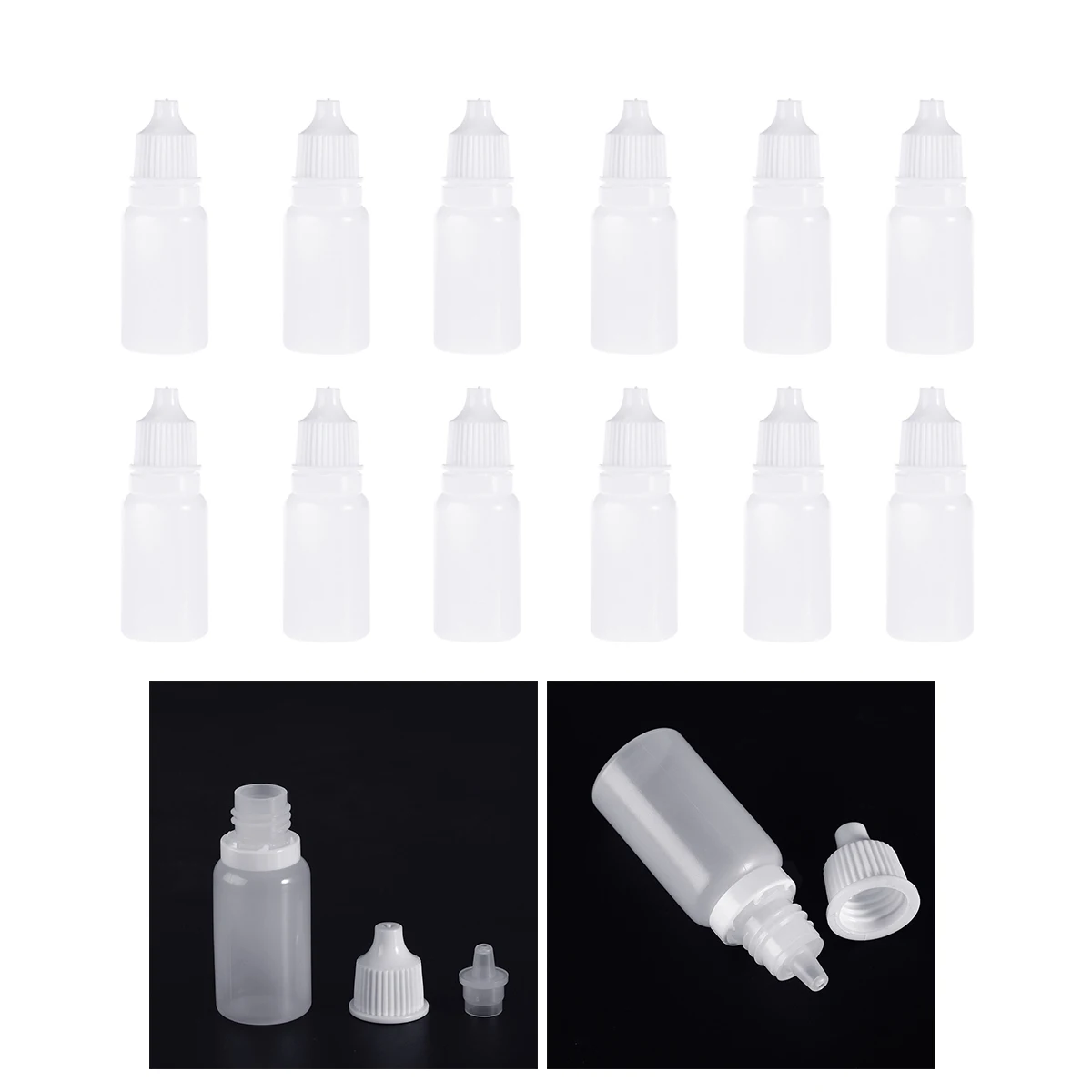 

12 Pcs Mini Dropper Bottle Empty Squeezable Bottles Eye with Lid Liquid Dropping