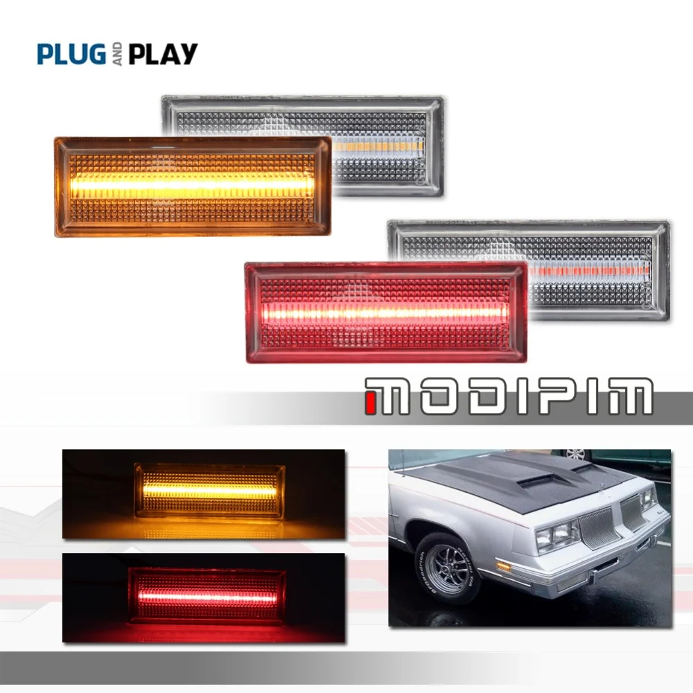 

Car Front / Rear Bumper Side Marker Turn Signal Lights LED Fender Flare Indicator Lights For Oldsmobile Cutlass 2 Door 1981-1988