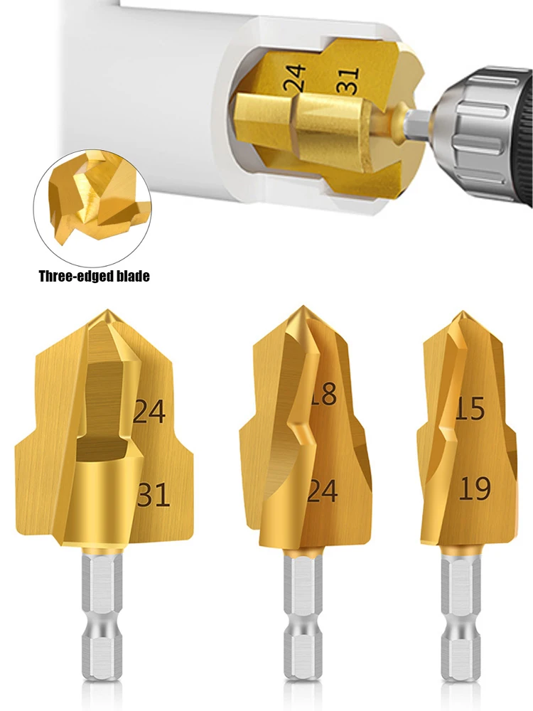 1-3 Stuks Ppr Hijsen Getrapte Boor Zeshoekige Schacht Waterleiding Verbindingsgereedschap 20/25/32Mm Volledig Open Proces