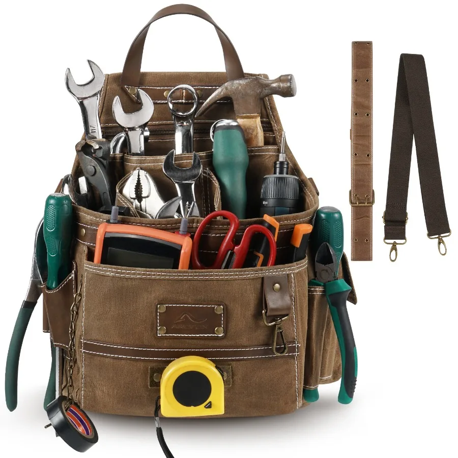 

11-карманная сверхмощная поясная сумка для инструментов для мужчин. Прочное и организованное решение для спецодежды для электриков, плотников и торговцев.