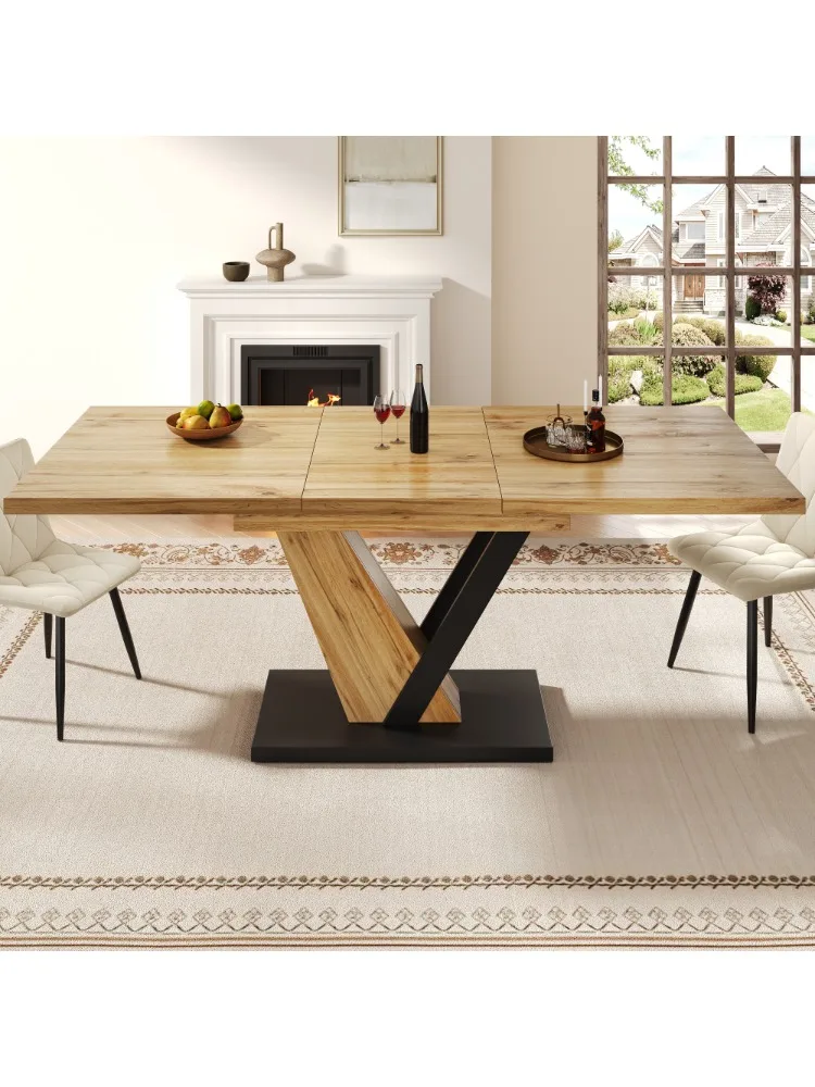 PINGGO Ausziehbarer Esstisch 120(160)x75x75,5cm, Erweiterbar auf 160cm, Küchen- und Wohnzimmertisch