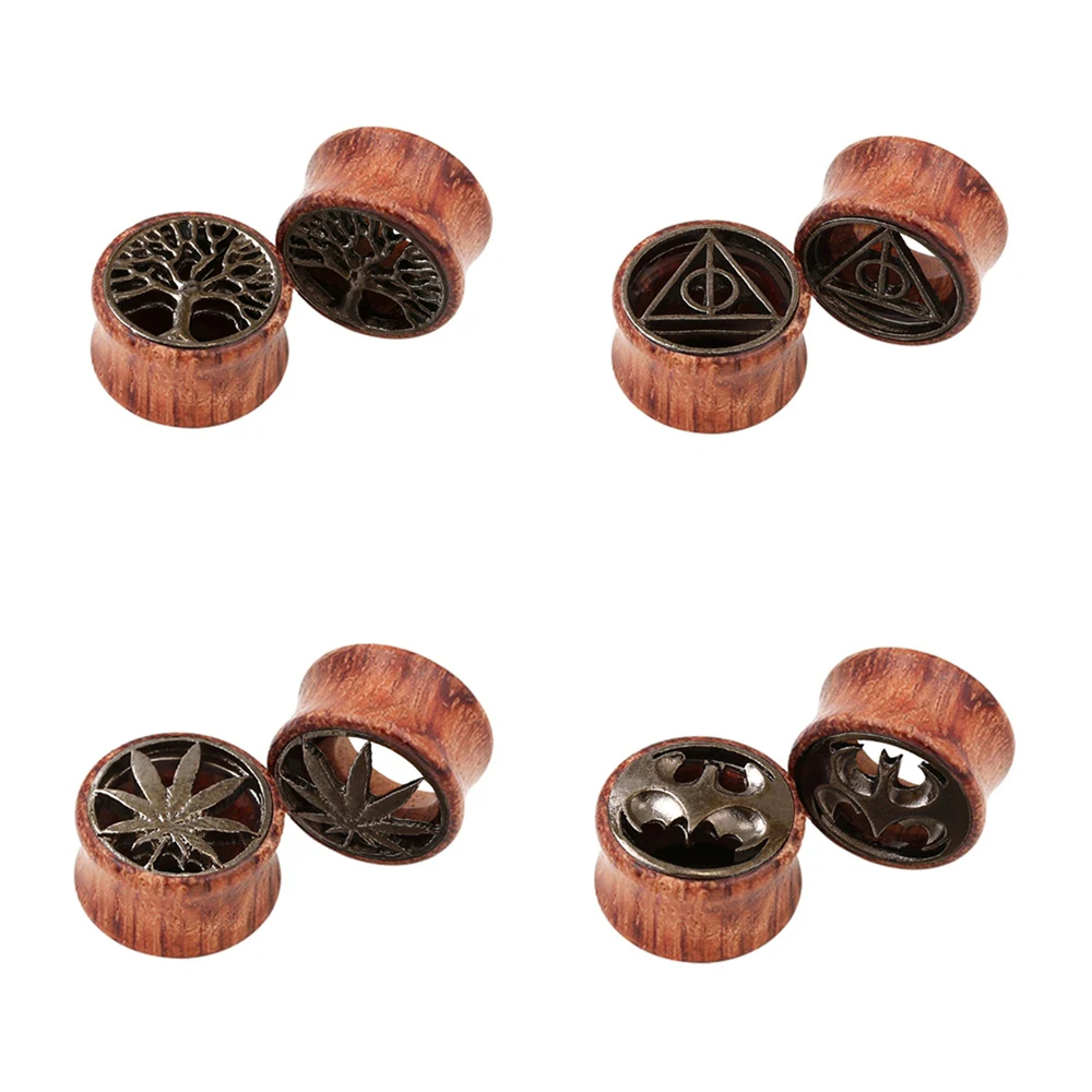 

2pc Wood Saddle Gun Black Multi Pattern Ear Plug Stretcher Flesh Tunnel 0g (8mm) - 3/4'' (20mm) Gauge Expander